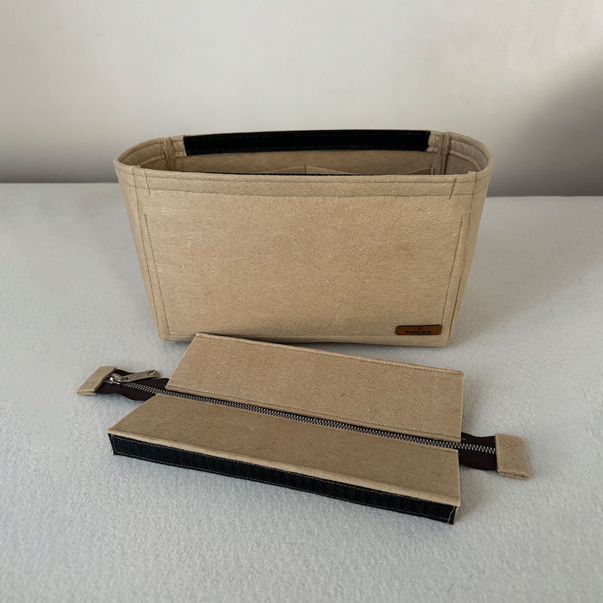 Bonheur Küçük Boy (S) Tote Bag Fermuarlı Çanta İçi Düzenleyici, Çanta İçi Organizer Bej