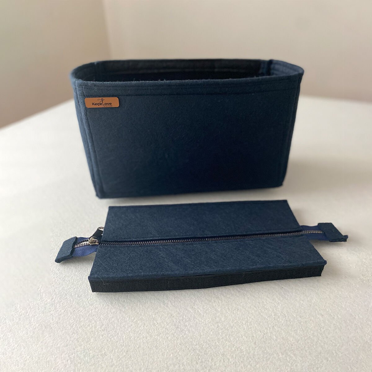 Bonheur Küçük Boy (S) Tote Bag Fermuarlı Çanta İçi Düzenleyici, Çanta İçi Organizer Lacivert