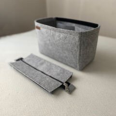 Bonheur Küçük Boy (S) Tote Bag Fermuarlı Çanta İçi Düzenleyici, Çanta İçi Organizer Gri