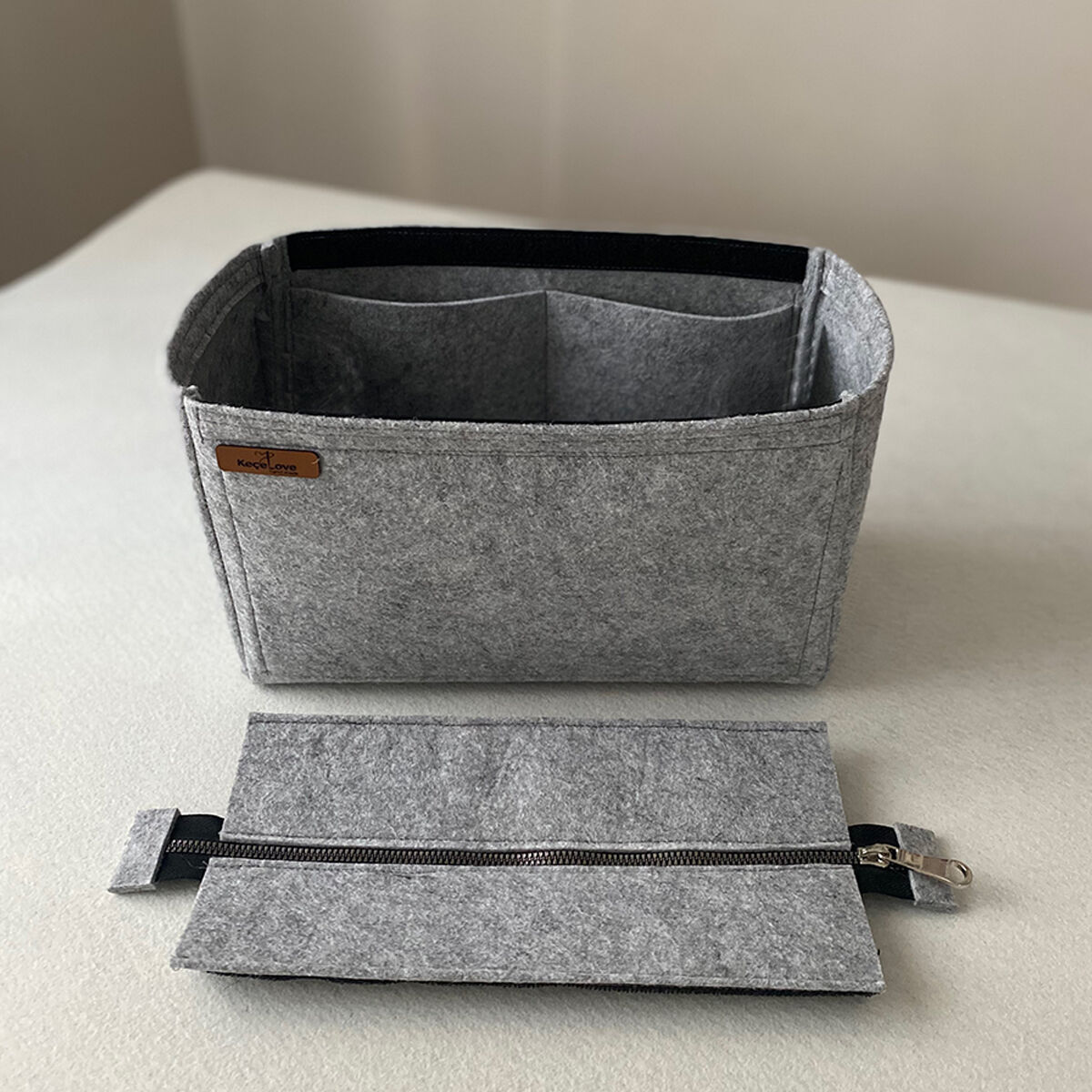 Bonheur Küçük Boy (S) Tote Bag Fermuarlı Çanta İçi Düzenleyici, Çanta İçi Organizer Gri