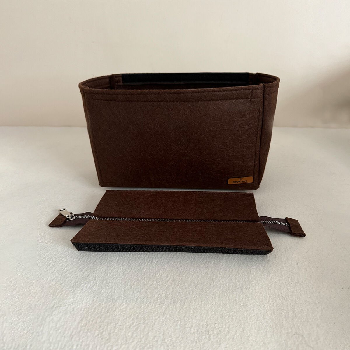Bonheur Küçük Boy (S) Tote Bag Fermuarlı Çanta İçi Düzenleyici, Çanta İçi Organizer Kahverengi