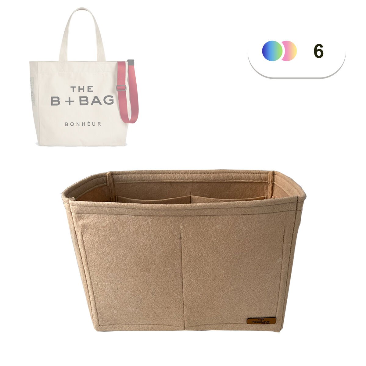 Bonheur Büyük Boy (L) Tote Bag Suluklu Çanta içi Düzenleyici, Çanta içi Organizer