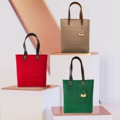 Fermuarlı ve Delikli Keçe Çanta, Omuz Çantası