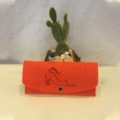 Lazer Kesim Kedi Desenli Keçe Cüzdan