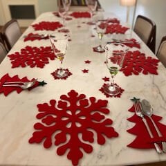Kar Tanesi 6'lı Kırmızı Amerikan Servis Altlığı