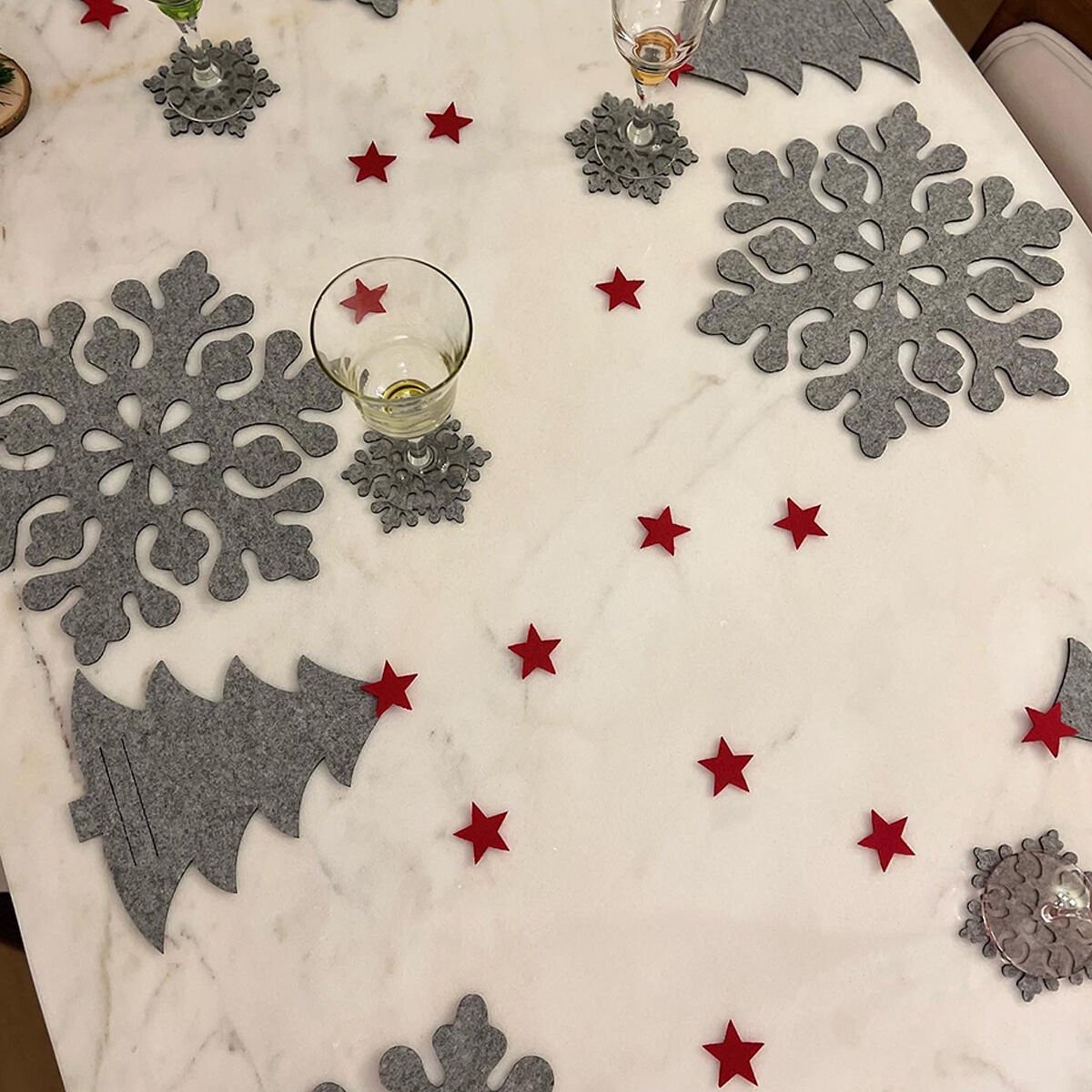 Kar Tanesi 6'lı Gri Amerikan Servis Altlığı