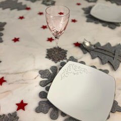 Kar Tanesi 6'lı Gri Amerikan Servis Altlığı