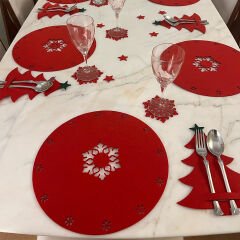 Yuvarlak 6'lı Kırmızı Amerikan Servis Altlığı