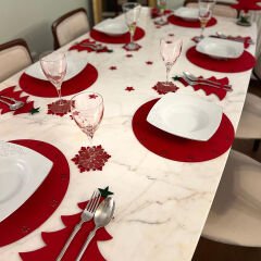 Yuvarlak 6'lı Kırmızı Amerikan Servis Altlığı