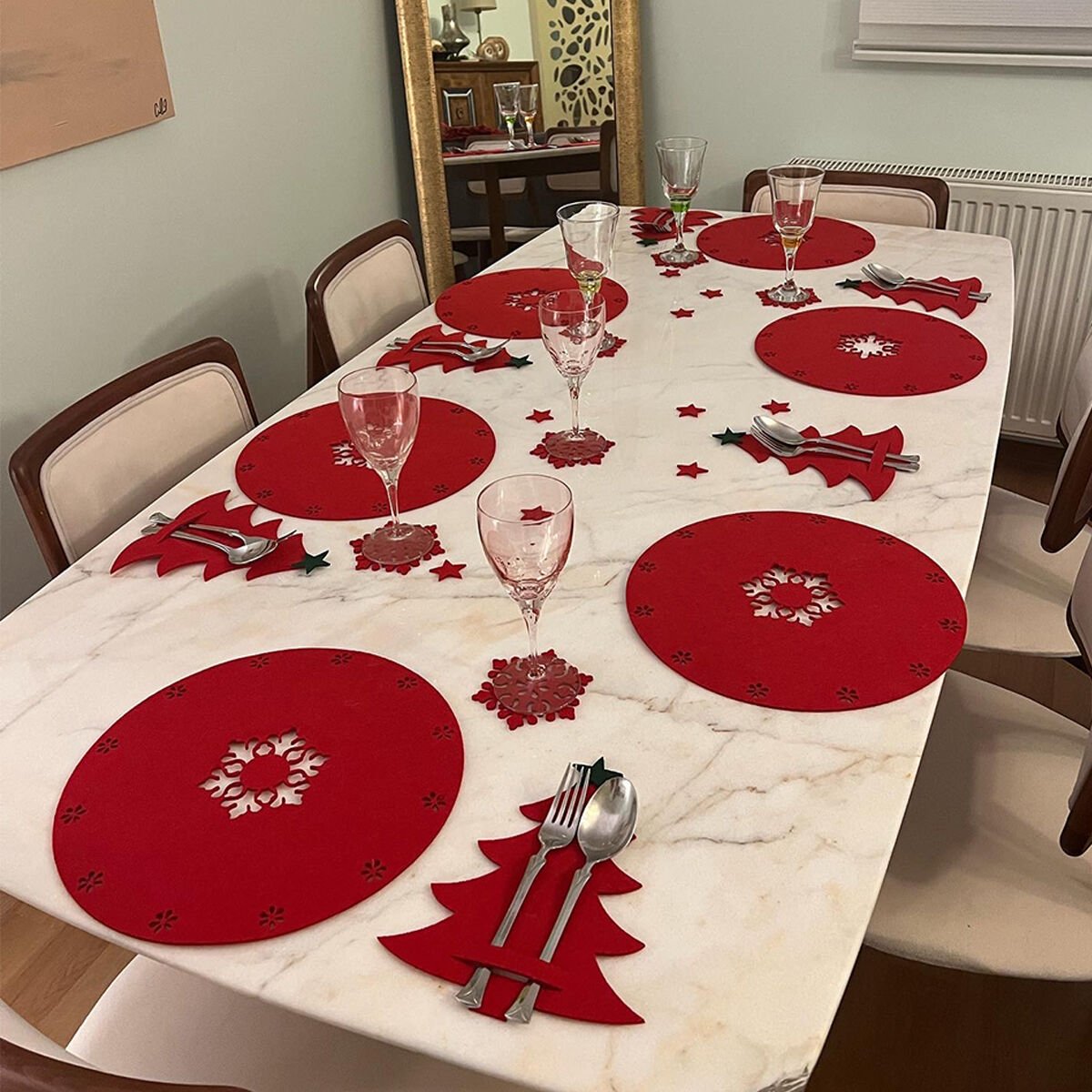 Yuvarlak 6'lı Kırmızı Amerikan Servis Altlığı