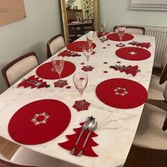 Yuvarlak 6'lı Kırmızı Amerikan Servis Altlığı