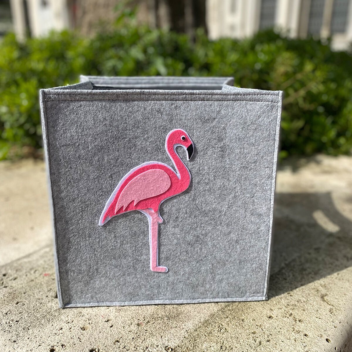 Flamingo Desenli Keçe Organizer, Saklama Kutusu, Dolap içi Düzenleyici