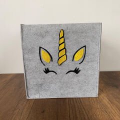 Unicorn Desenli Keçe Organizer, Saklama Kutusu, Dolap içi Düzenleyici