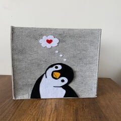 Penguen Desenli Keçe Organizer, Saklama Kutusu, Dolap içi Düzenleyici