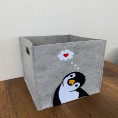 Penguen Desenli Keçe Organizer, Saklama Kutusu, Dolap içi Düzenleyici