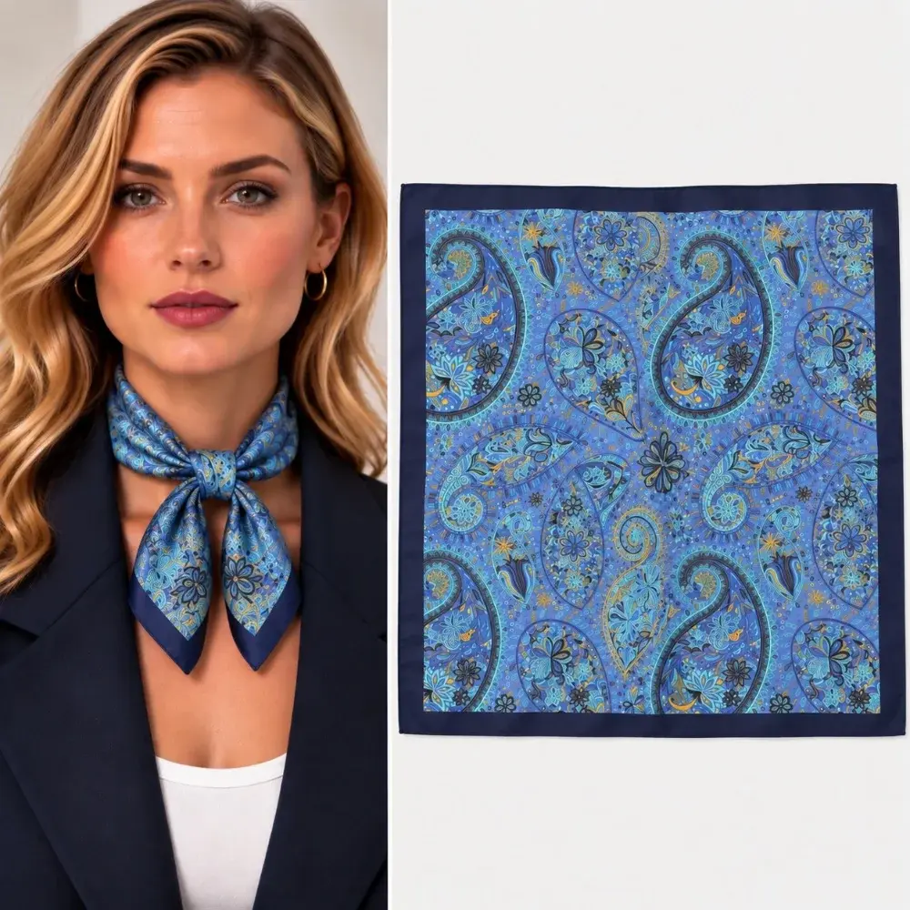Ebruli Desenli Fular / Bandana 50x50