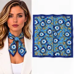 Nazar Boncuğu Desenli Fular / Bandana 50x50