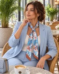 Ebru Desenli Kravat Fular