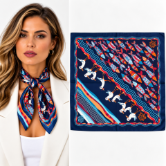 Martı ve Balık Desenli Fular / Bandana 50x50
