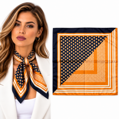 Sarı ve Lacivert Puantiyeli Fular / Bandana 50x50